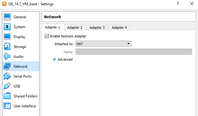VM network settings